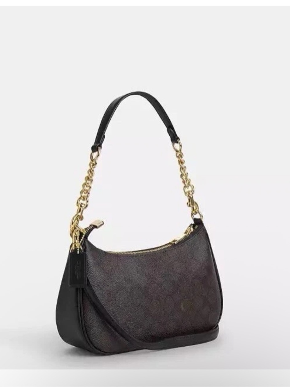 Coach Teri mini signature Canvas Shoulder Bag in Black and Dark Brown crossbody - Picture 4 of 16